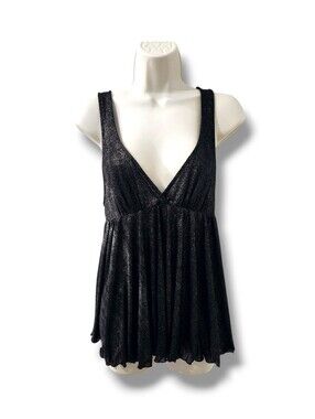 Victoria's Secret Shimmery Metallic Deep V Babydoll Top | L